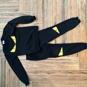 Lola + The Boys Black Monster Sweatshirt/Sweatpants Set